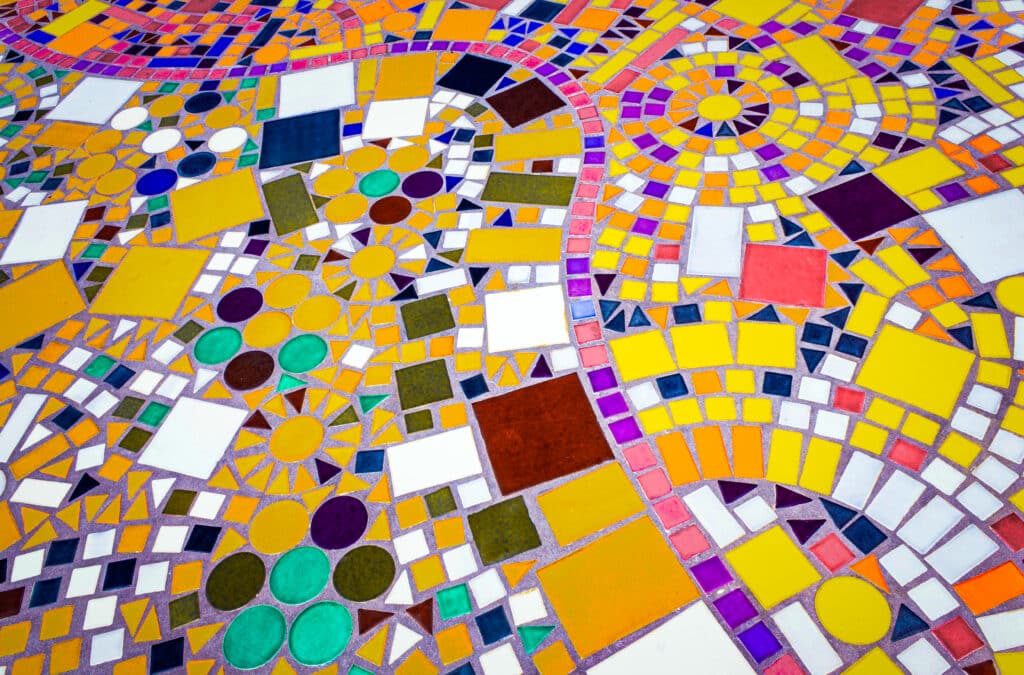 a colorful mosaic on a floor